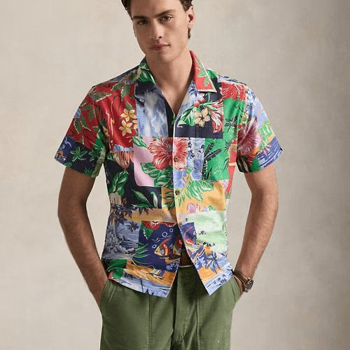 Load image into Gallery viewer, RALPH LAUREN Classic Fit Patchwork-Print Oxford Shirt
