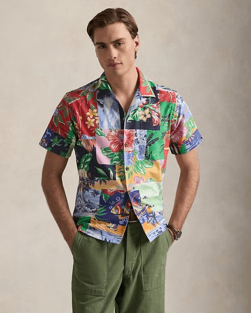 RALPH LAUREN Classic Fit Patchwork-Print Oxford Shirt