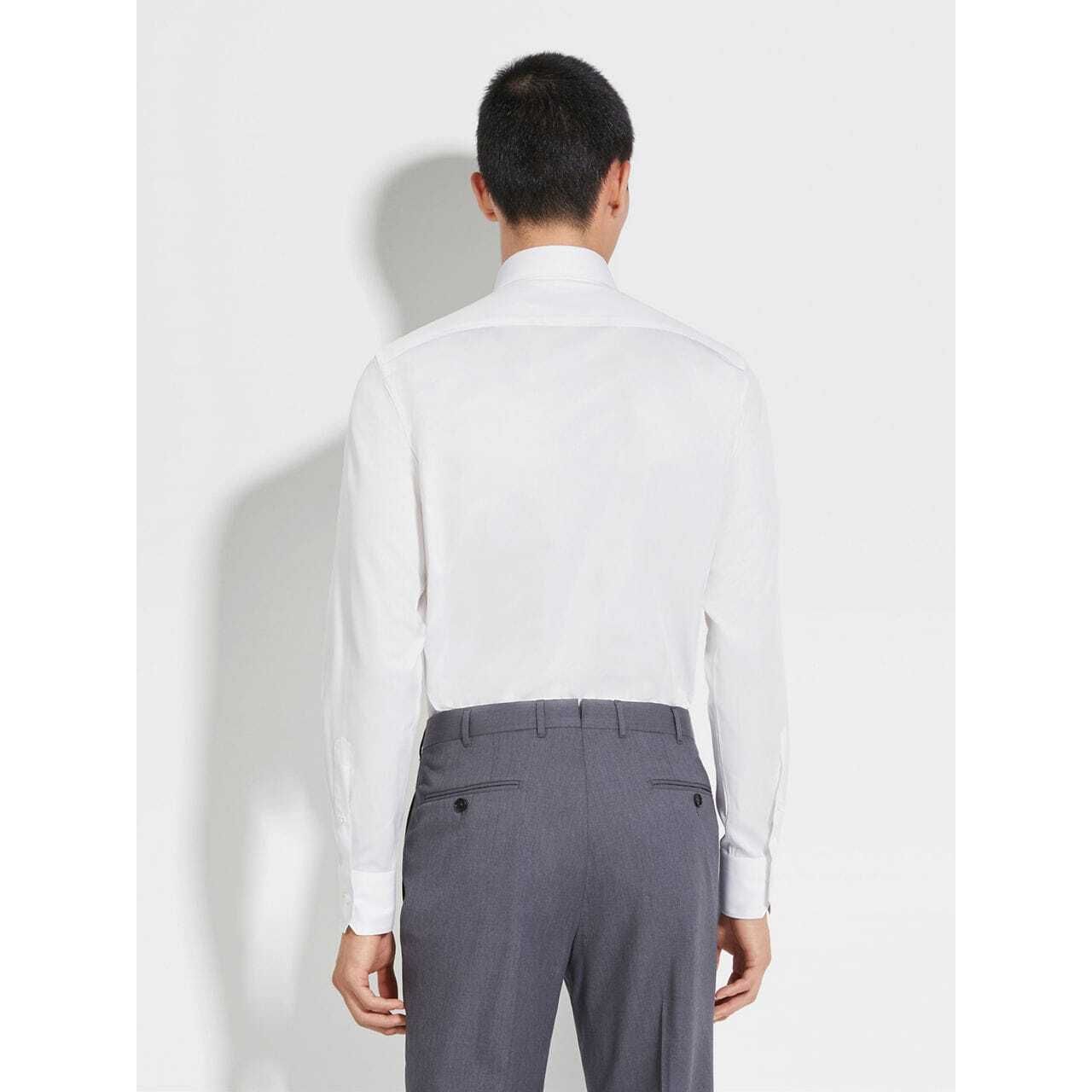 ZEGNA WHITE STRUCTURED MICRO-STRIPED TRECAPI COTTON SHIRT