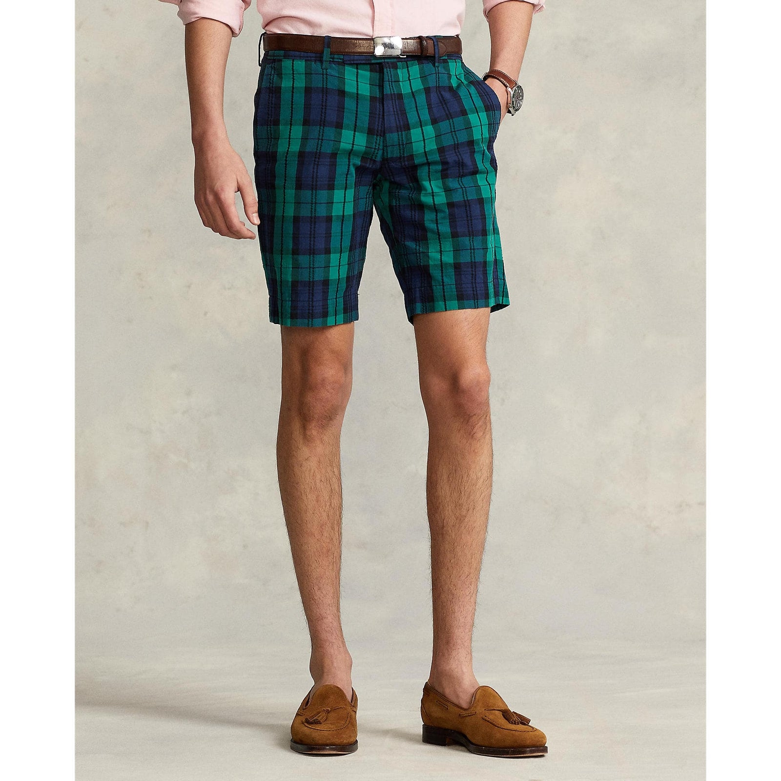 24.1 cm Slim Fit Plaid Seersucker Short