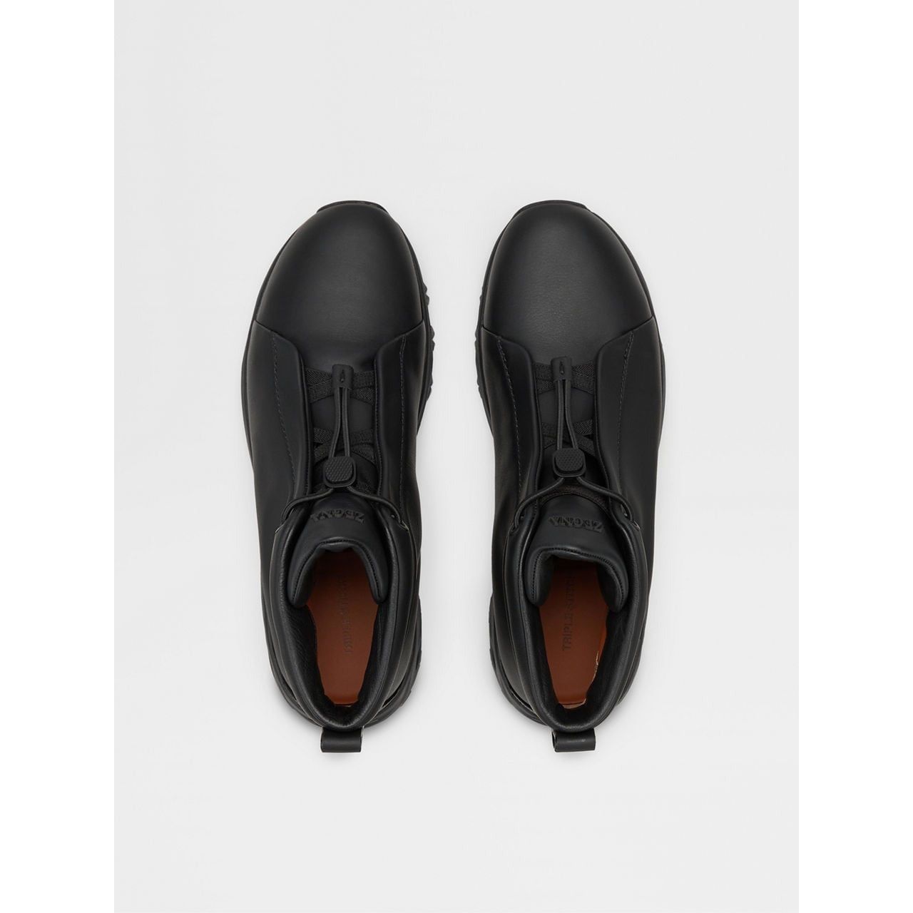 ZEGNA BLACK LEATHER TRIPLE STITCH™ VETTA SNEAKERS