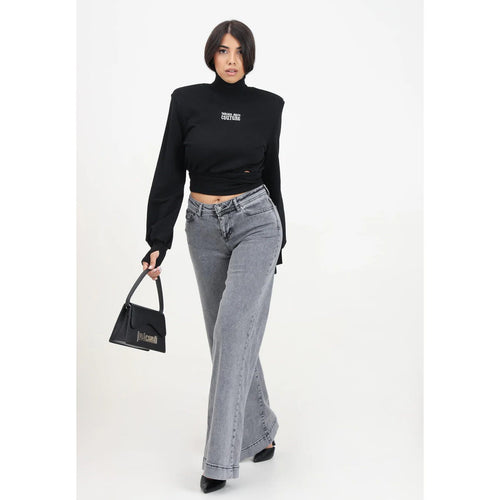 Load image into Gallery viewer, VERSACE JEANS COUTURE Women&#39;s Grey Flared Low Rise Jeans With Logo
