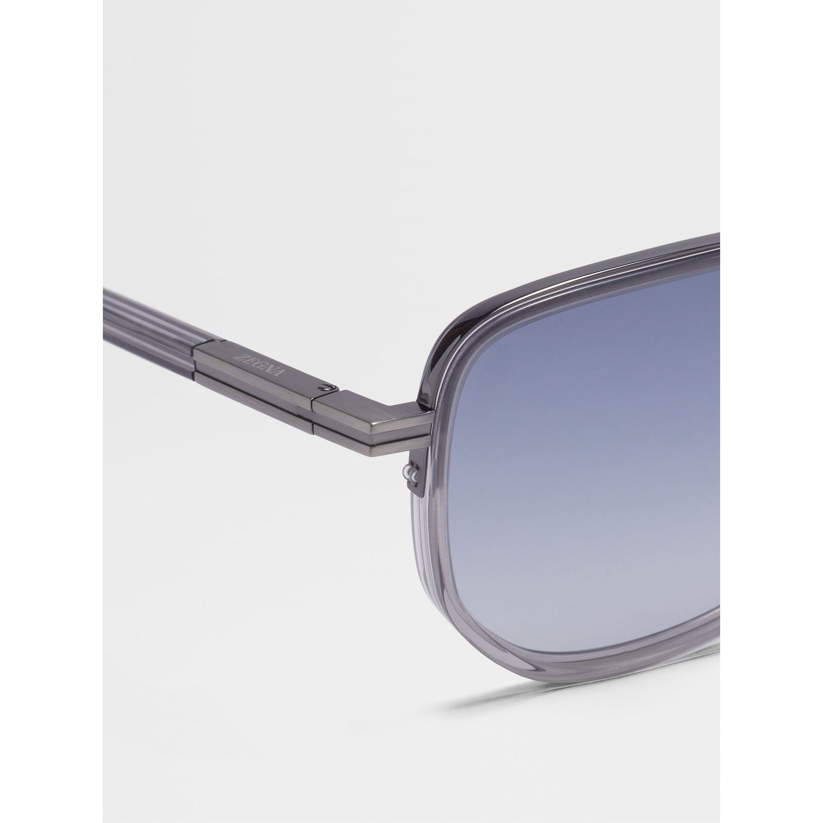 ZEGNA DARK RUTHENIUM ACETATE AND METAL SUNGLASSES