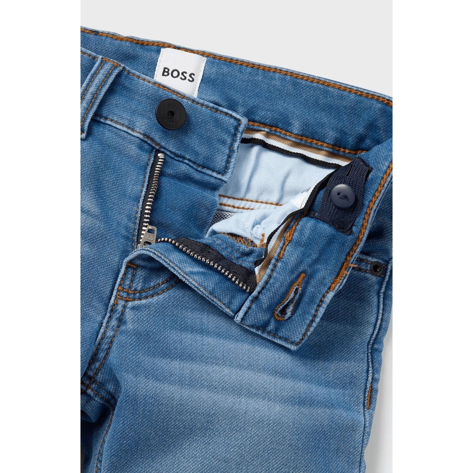 BOSS KIDS' SLIM-FIT JEANS IN BLUE STRETCH DENIM