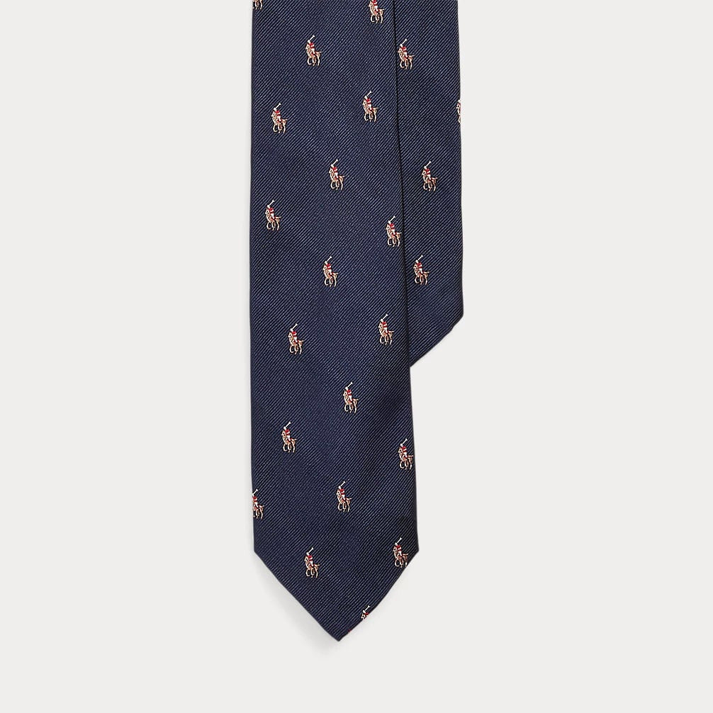 RALPH LAUREN Polo Pony Silk Repp Narrow Tie