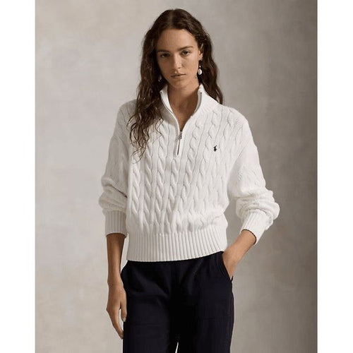 Load image into Gallery viewer, RALPH LAUREN Cable-Knit Cotton Quarter-Zip Jumper
