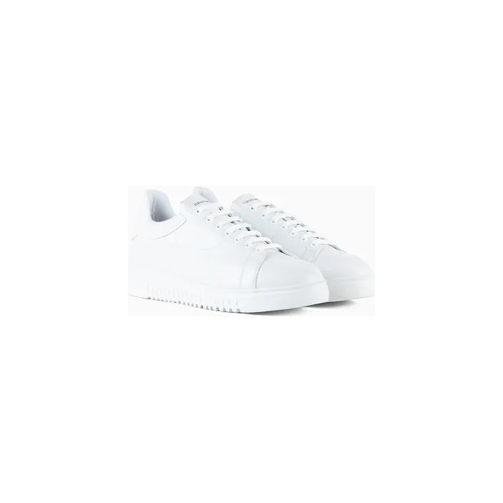 EMPORIO ARMANI TUMBLED LEATHER SNEAKERS