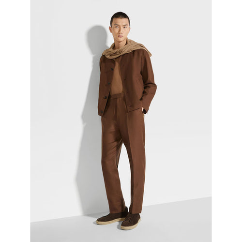 Load image into Gallery viewer, ZEGNA BROWN OASI LINO PANTS
