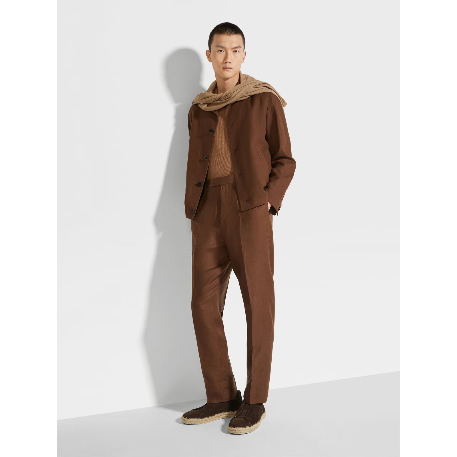 ZEGNA BROWN OASI LINO PANTS