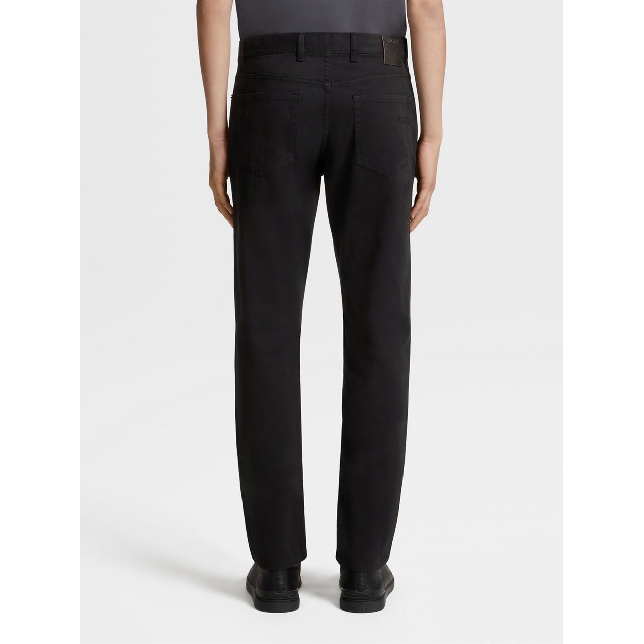 ZEGNA BLACK STRETCH COTTON ROCCIA JEANS