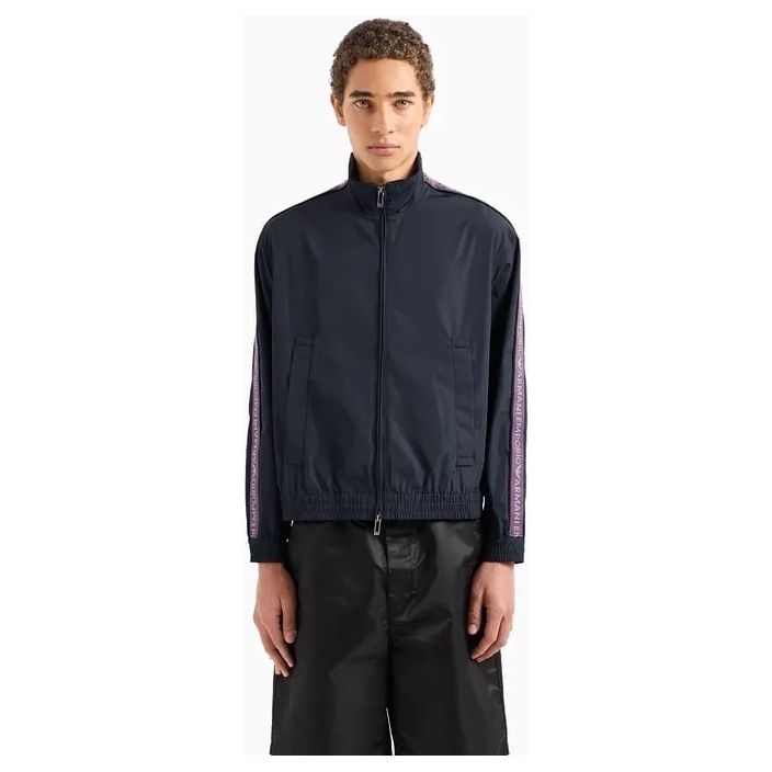 EMPORIO ARMANI FULL-ZIP BLOUSON IN LIGHT NYLON WITH LOGO TAPE