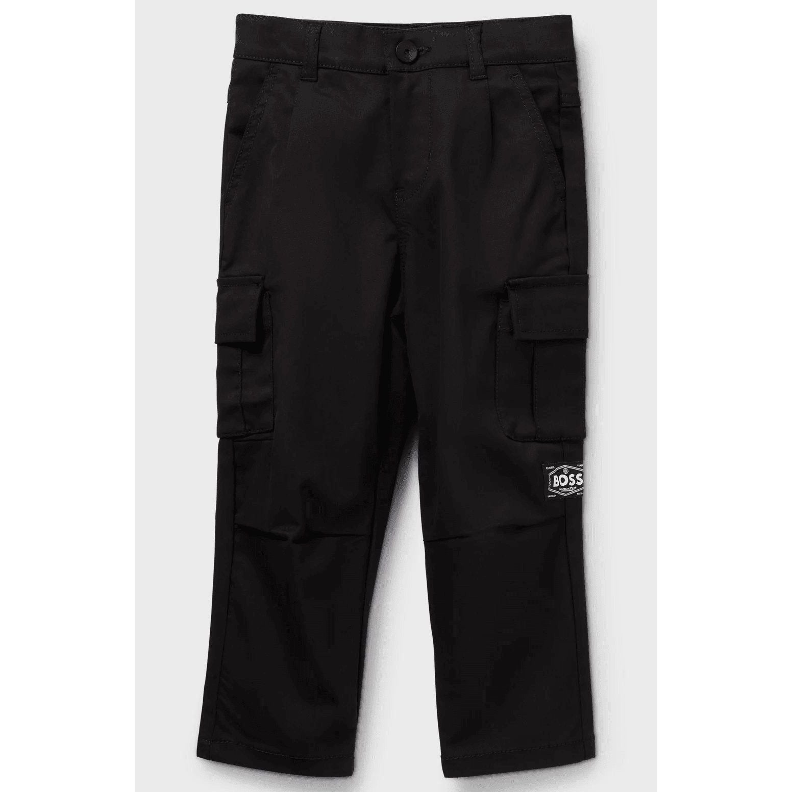 BOSS KIDS' TAPERED-FIT TROUSERS IN STRETCH-COTTON TWILL