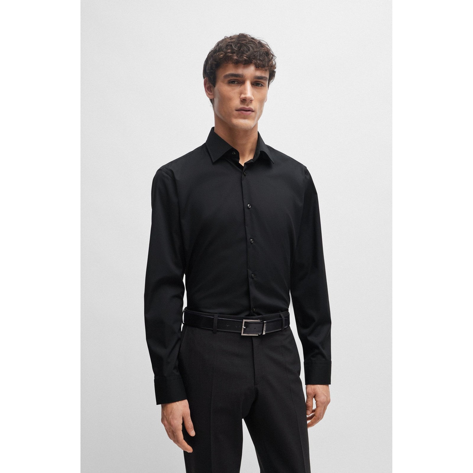 BOSS SLIM-FIT SHIRT IN EASY-IRON STRETCH-COTTON POPLIN