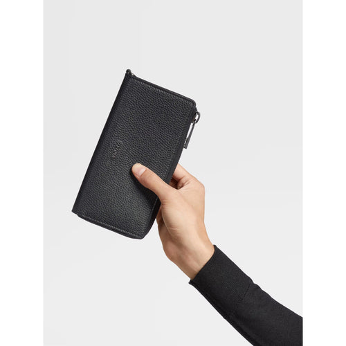 Load image into Gallery viewer, ZEGNA BLACK DEERSKIN CONTINENTAL PHONE WALLET
