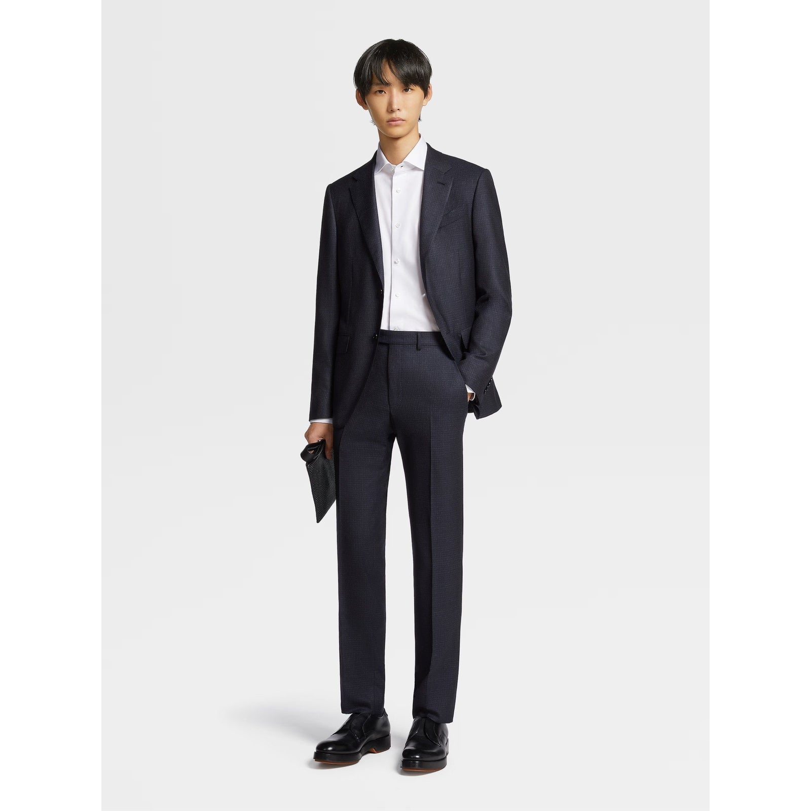 ZEGNA WHITE TROFEO™ 600 COTTON AND SILK LONG-SLEEVE TAILORING SHIRT