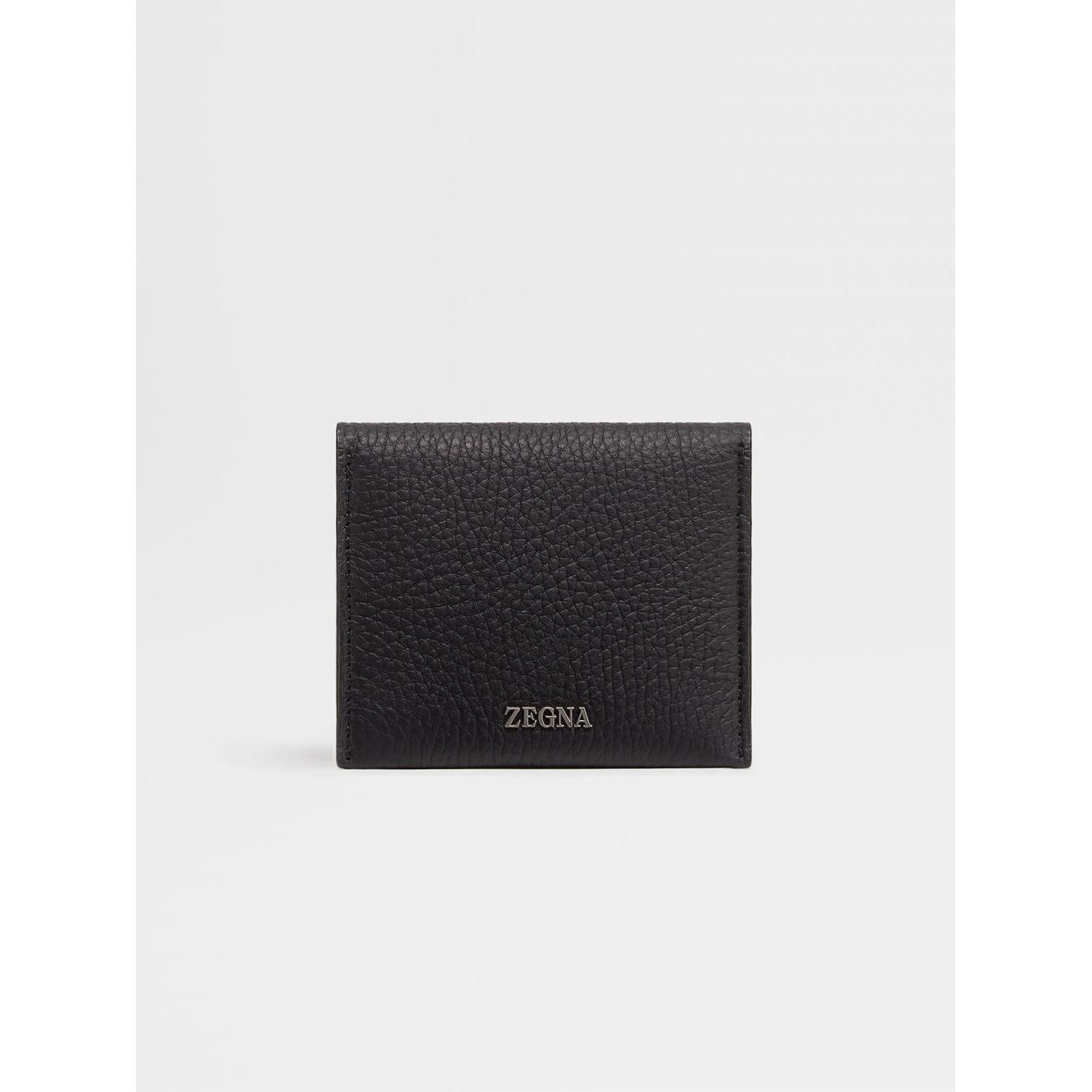 ZEGNA BLACK DEERSKIN FOLDABLE CARD CASE