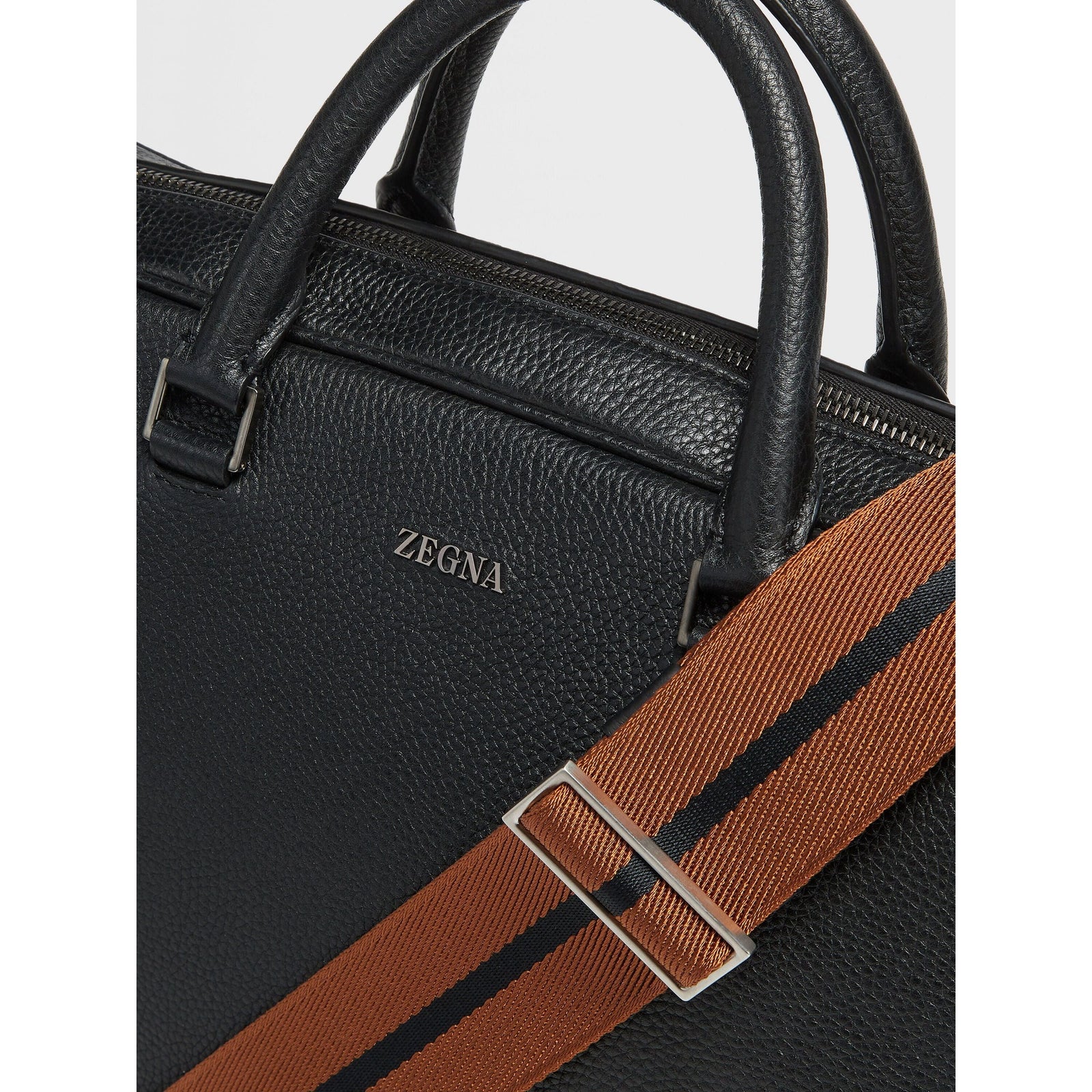 ZEGNA BLACK LEATHER EDGY BUSINESS BAG