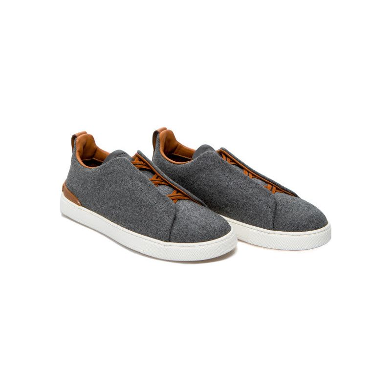 ZEGNA DARK GREY WOOL TRIPLE STITCH™ SNEAKERS