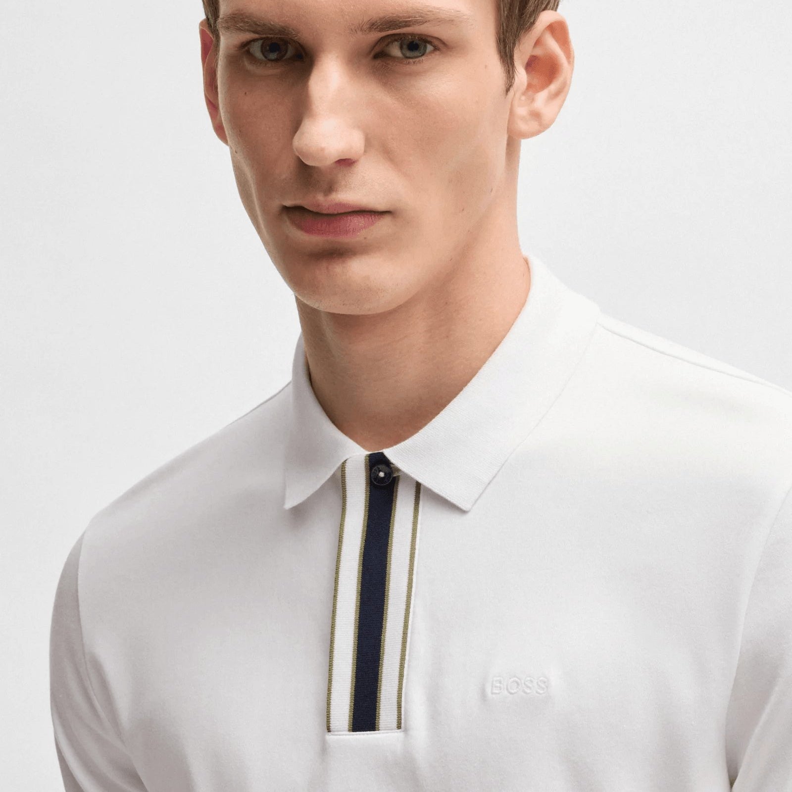 BOSS Interlock-cotton polo shirt with contrast tipping