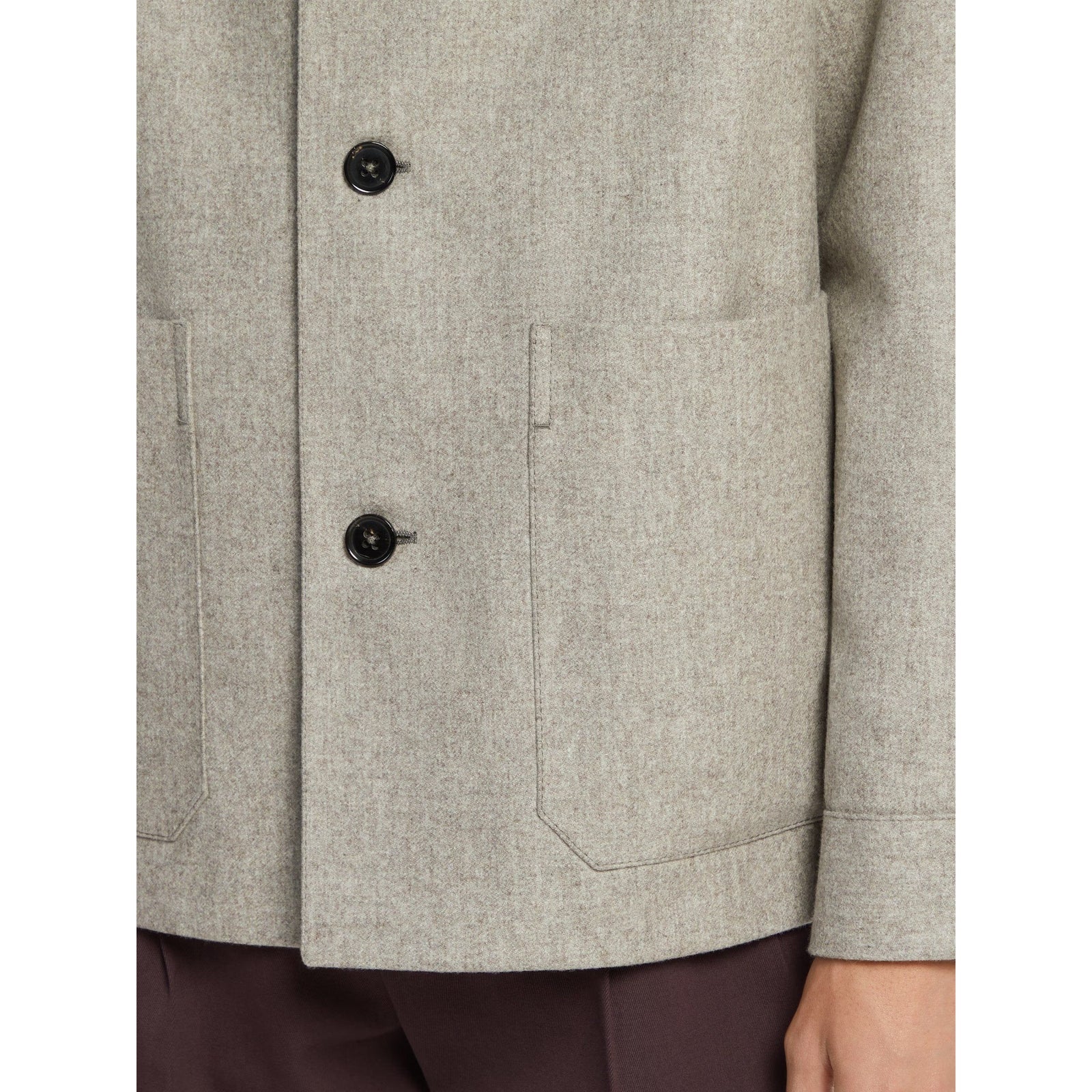 ZEGNA LIGHT TAUPE MÉLANGE WOOL CHORE JACKET