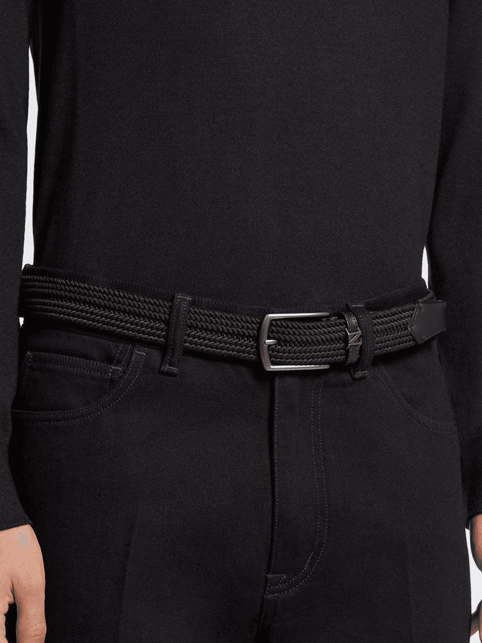 ZEGNA BLACK RAYON BELT