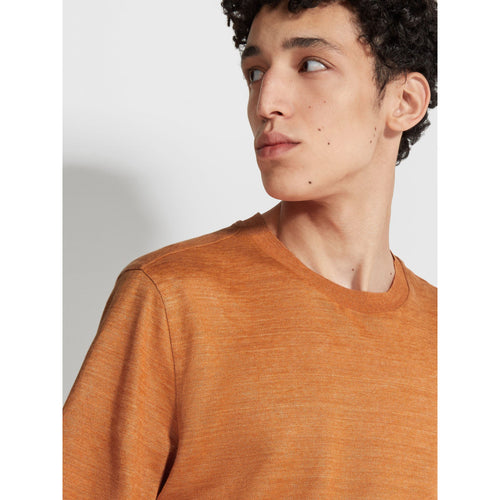 Load image into Gallery viewer, ZEGNA BRIGHT ORANGE LINEN T-SHIRT
