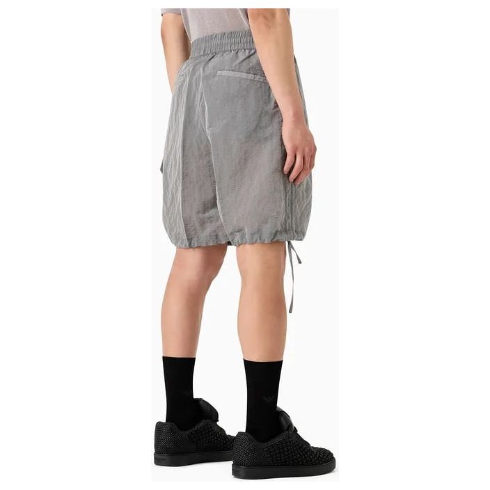 EMPORIO ARMANI BERMUDA SHORTS IN LIGHT NYLON SEERSUCKER WITH RIBS AND AN ELASTICATED WAIST