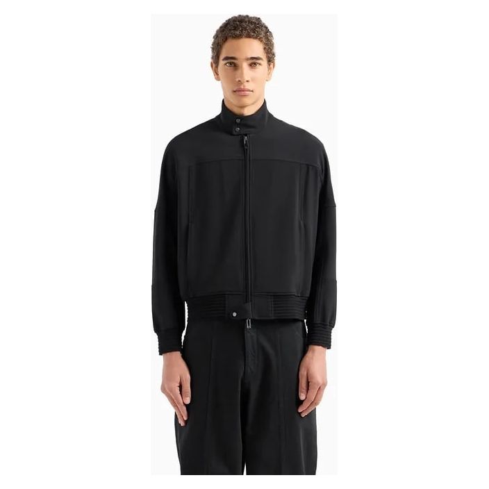 EMPORIO ARMANI CANNETÉ FABRIC BLOUSON WITH ZIP