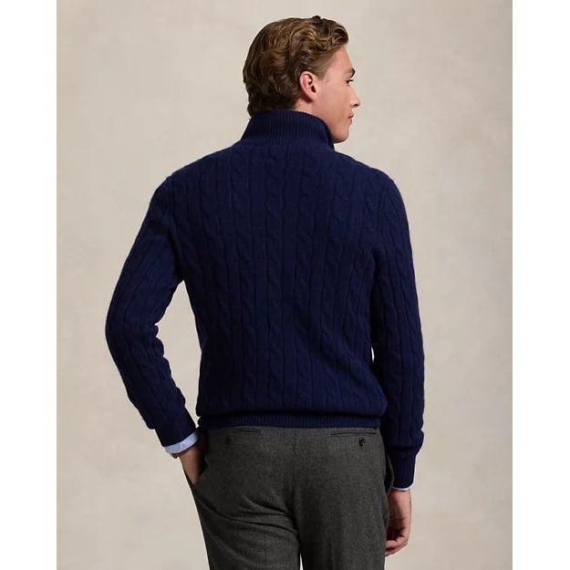 RALPH LAUREN Cable-Knit Cashmere Quarter-Zip Jumper