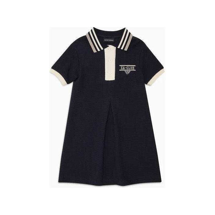 EMPORIO ARMANI KIDS TEXTURED JERSEY DRESS WITH POLO-SHIRT STYLE COLLAR - Yooto