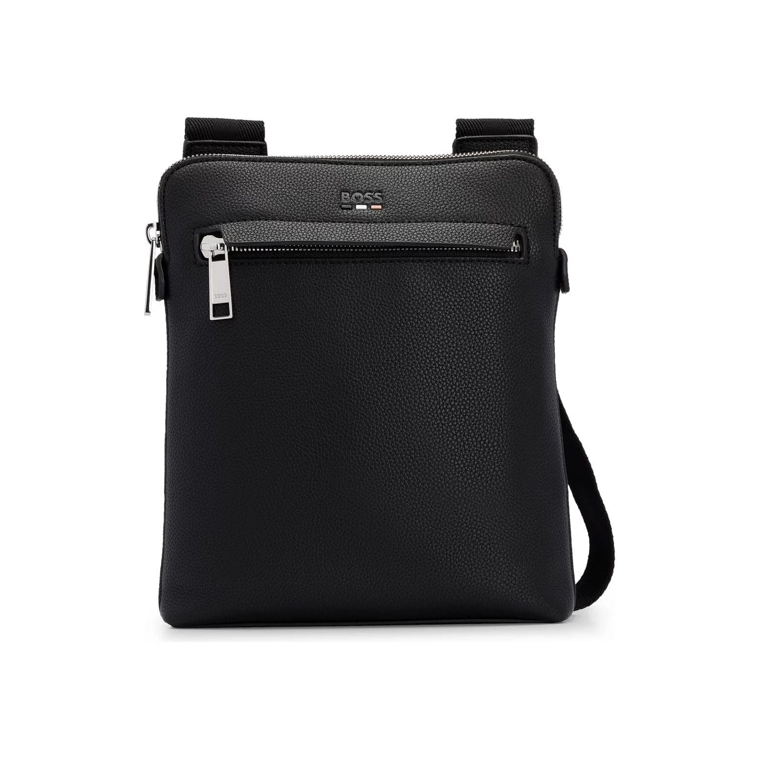 BOSS FAUX-LEATHER ENVELOPE BAG WITH LOGO AND SIGNATURE STRIPE - Yooto