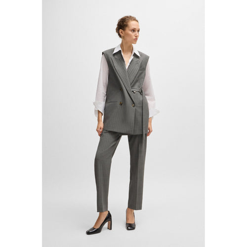 Load image into Gallery viewer, BOSS LONGLINE DOUBLE-BREASTED WAISTCOAT IN STRIPED WOOL
