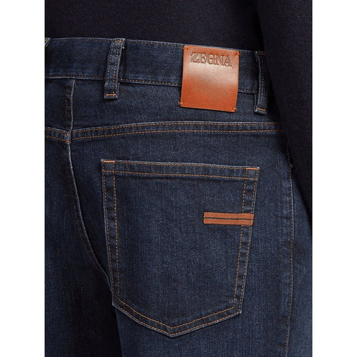 Load image into Gallery viewer, ZEGNA DARK BLUE STONE-WASHED COTTON ROCCIA JEANS
