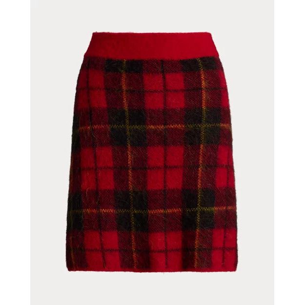 RALPH LAUREN Plaid Alpaca-Blend Miniskirt