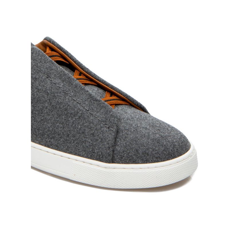 ZEGNA DARK GREY WOOL TRIPLE STITCH™ SNEAKERS