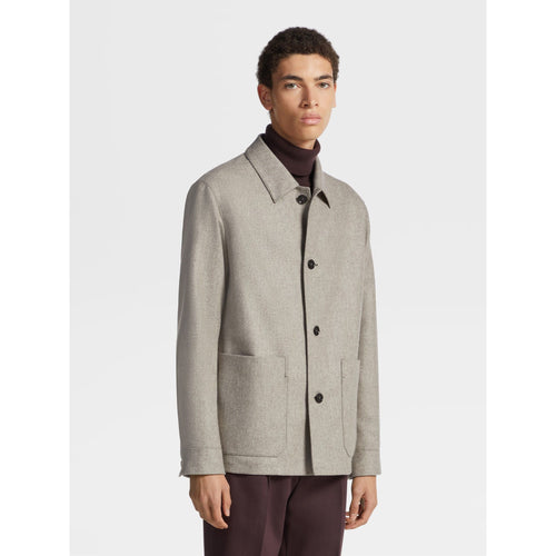 Load image into Gallery viewer, ZEGNA LIGHT TAUPE MÉLANGE WOOL CHORE JACKET
