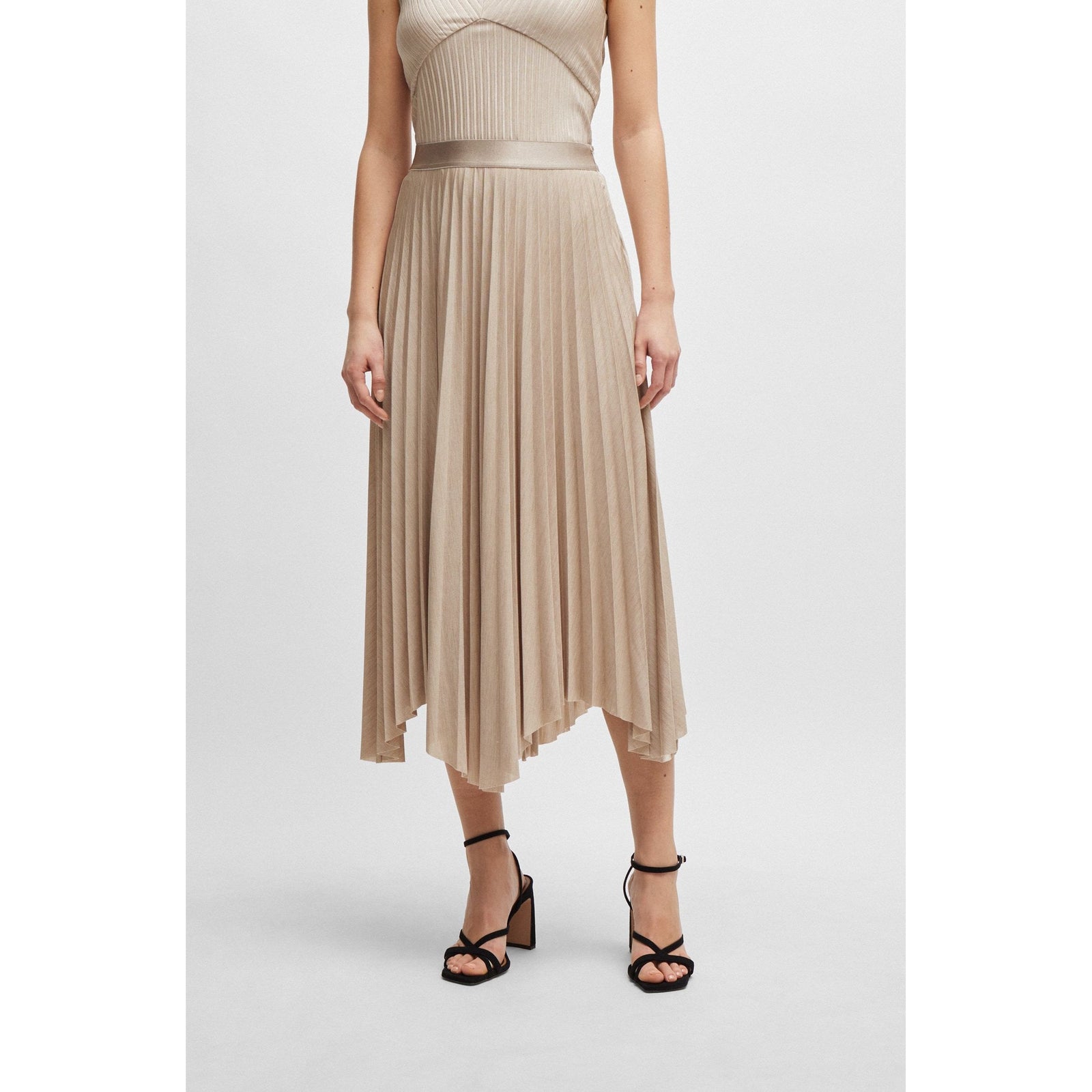 BOSS PLEATED SKIRT IN EXTRA SHINY STRETCH JERSEY - Yooto