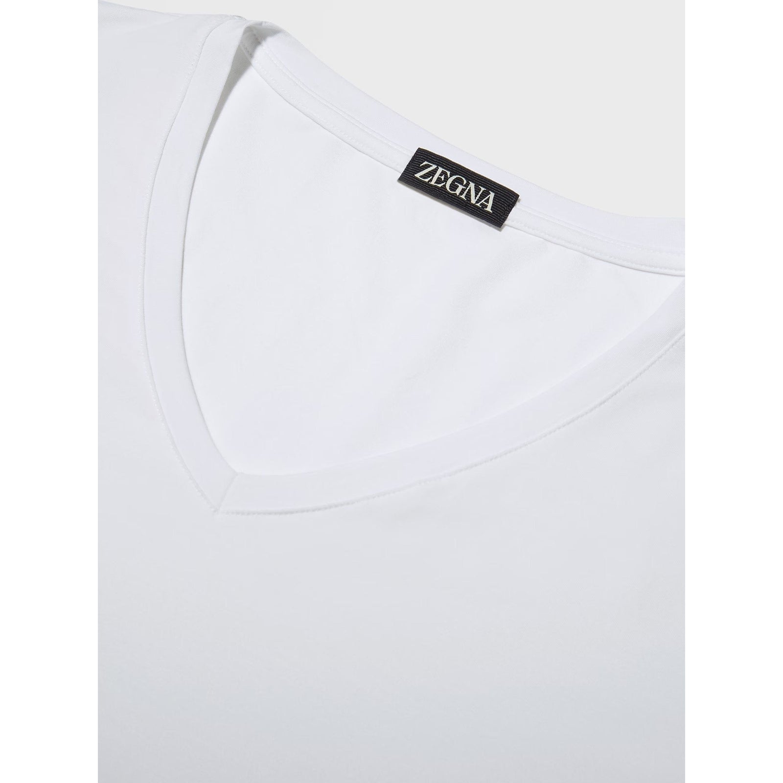 ZEGNA WHITE STRETCH MODAL V-NECK T-SHIRT