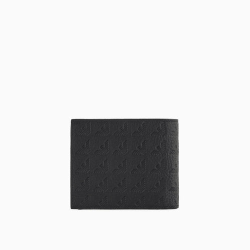 Load image into Gallery viewer, EMPORIO ARMANI Leather coin-pocket wallet with all-over embossed eagle
