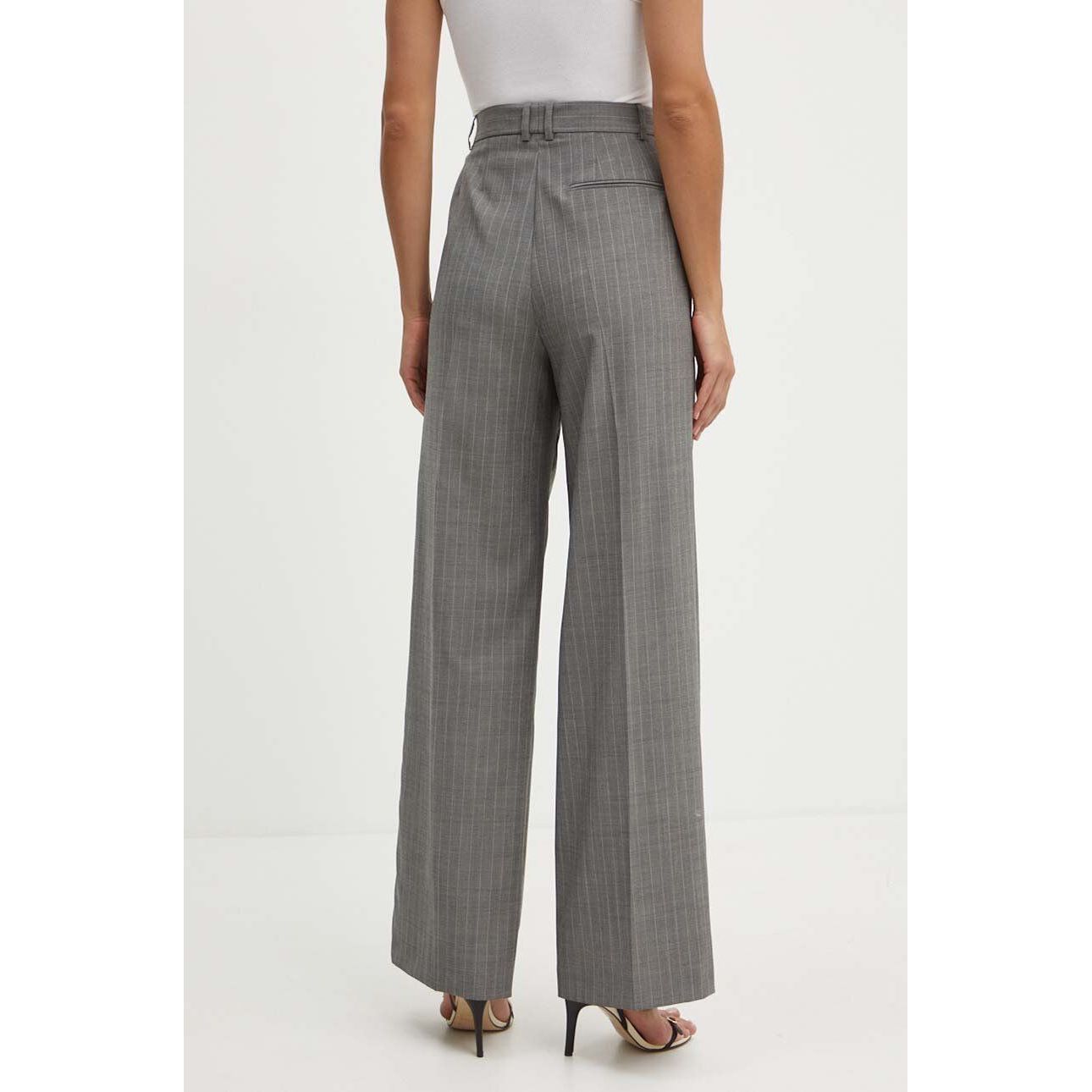 BOSS WOMEN'S GRAY STRIPED WOOL TROUSERS