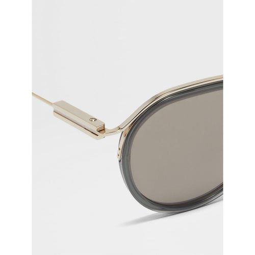 Load image into Gallery viewer, ZEGNA TRANSPARENT GREEN AND PALE GOLD ACETATE AND METAL SUNGLASSES
