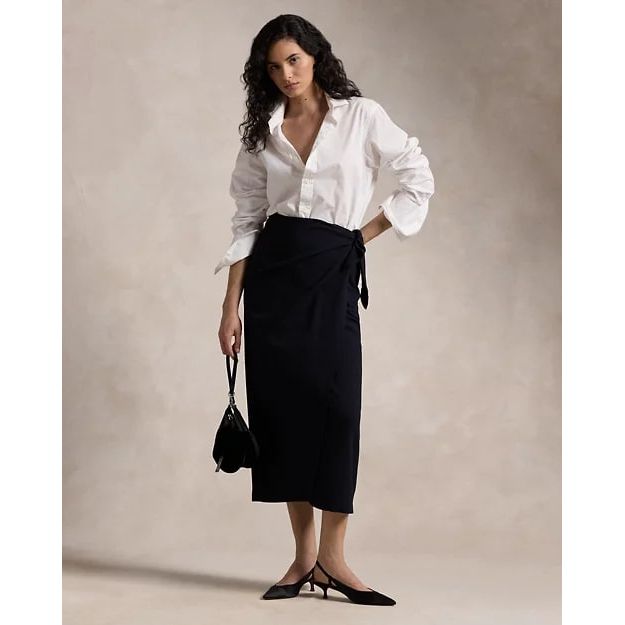 RALPH LAUREN Wool Crepe Wrap Skirt Yooto