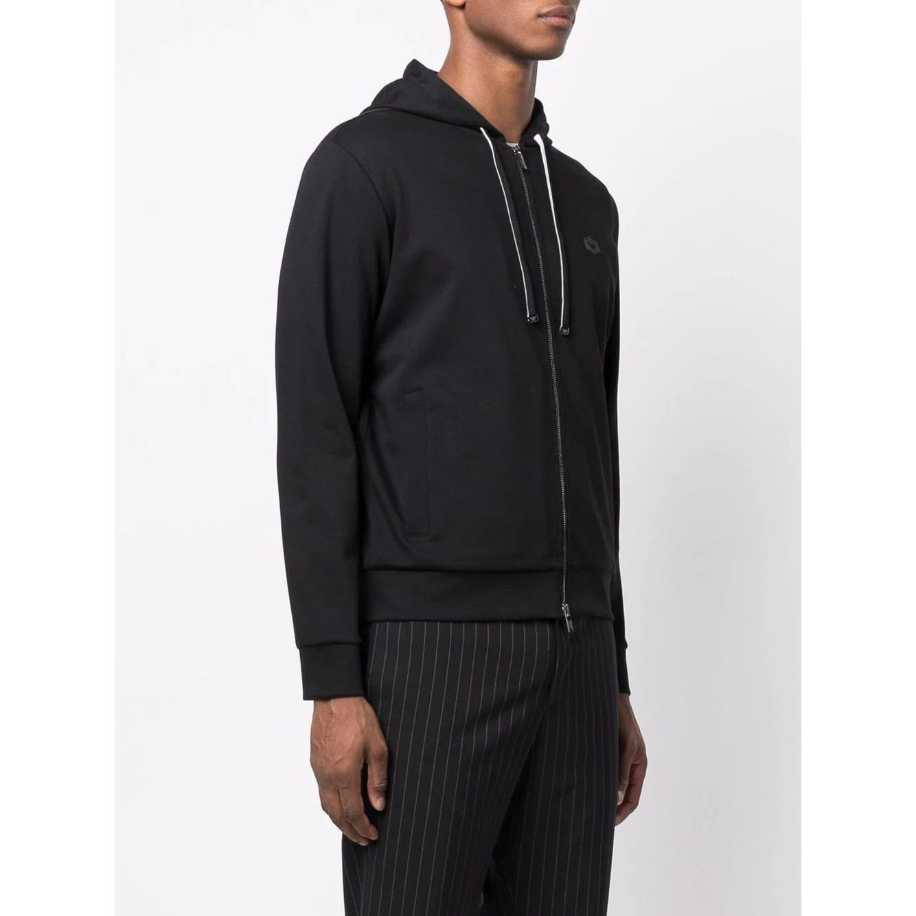 EMPORIO ARMANI logo-patch zip-up hoodie