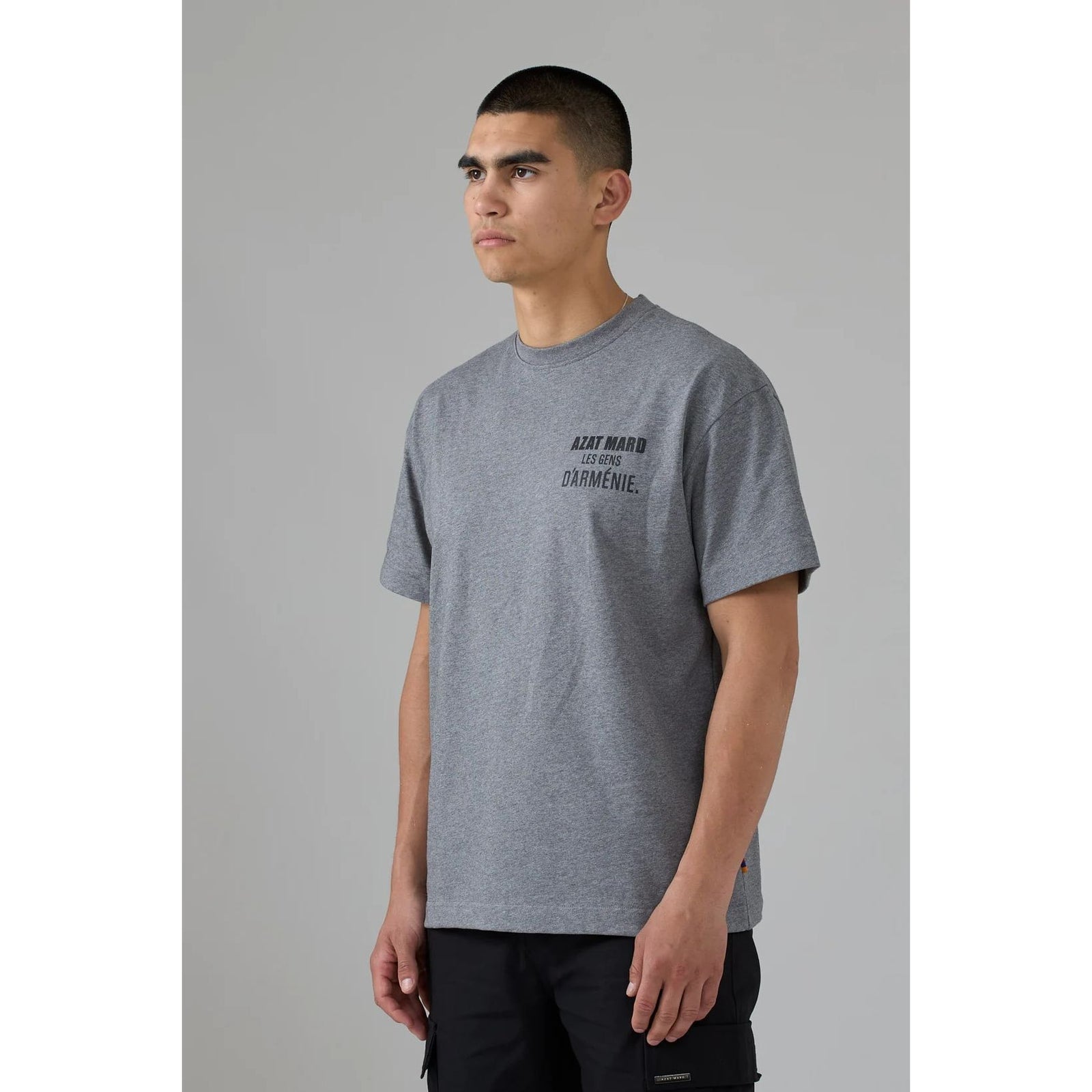 AZAT MARD LES GENS GREY MARL/BLACK T-SHIRT