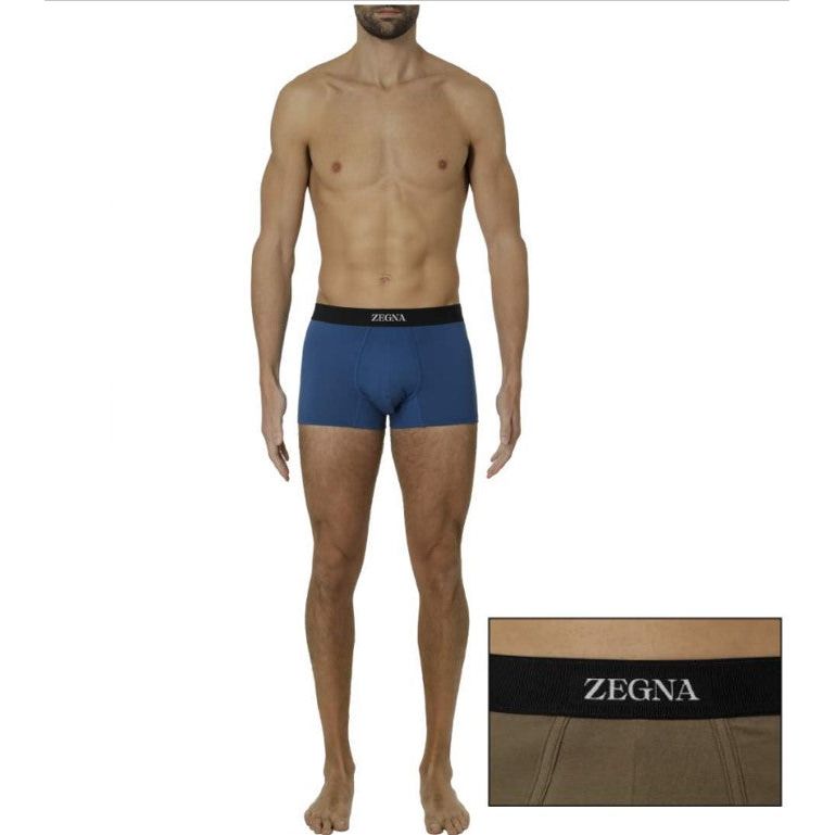 ZEGNA FANGO GREEN STRETCH COTTON TRUNKS