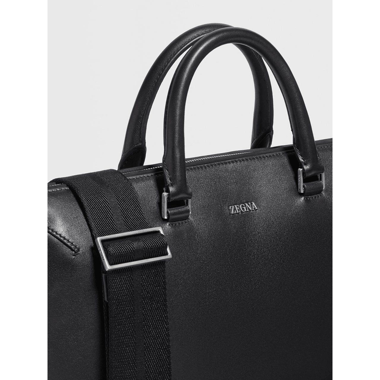 ZEGNA BLACK LEATHER BUSINESS BAG