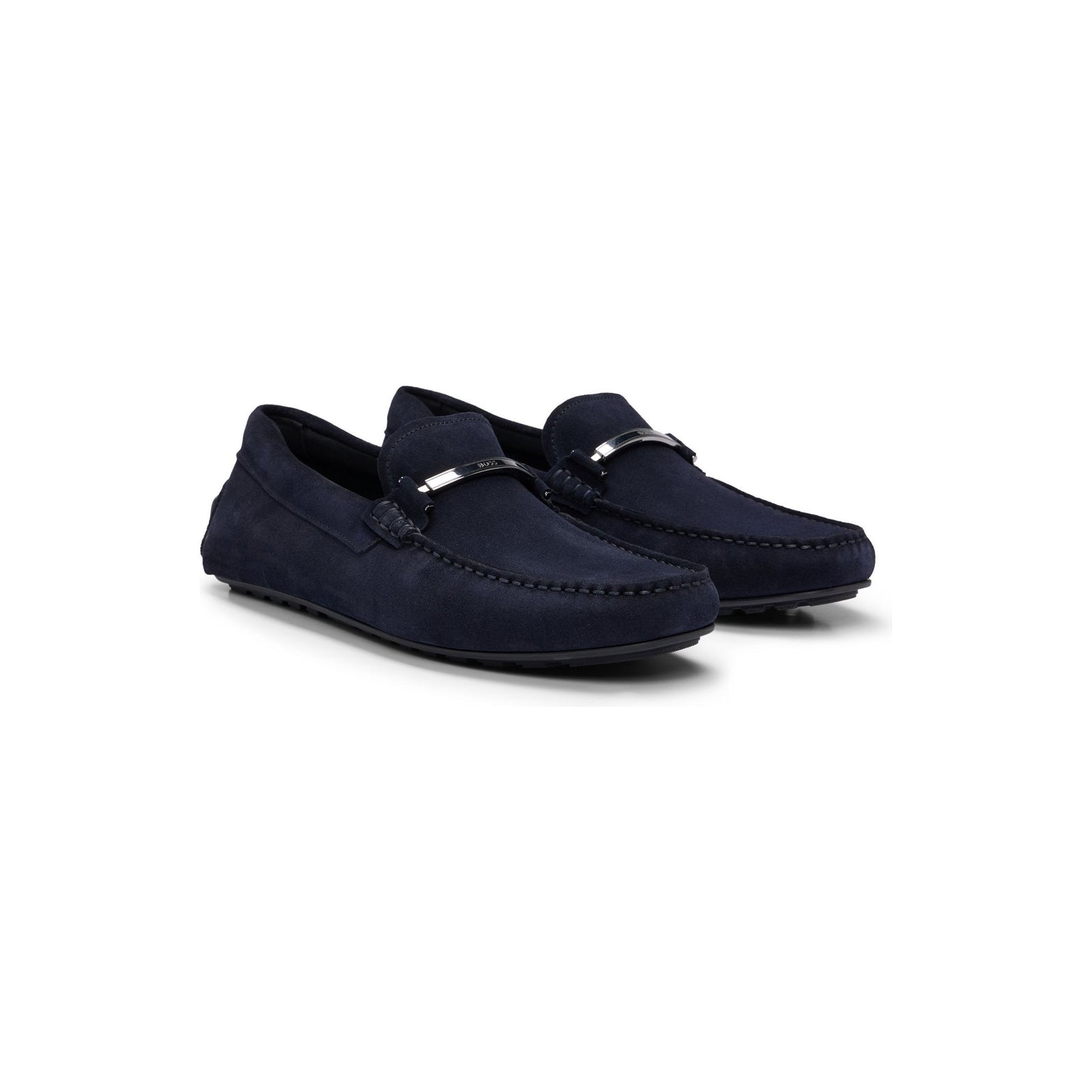 BOSS SUEDE LOAFERS WITH BRANDED METAL DETAILS AND INTERNAL LINING - Yooto