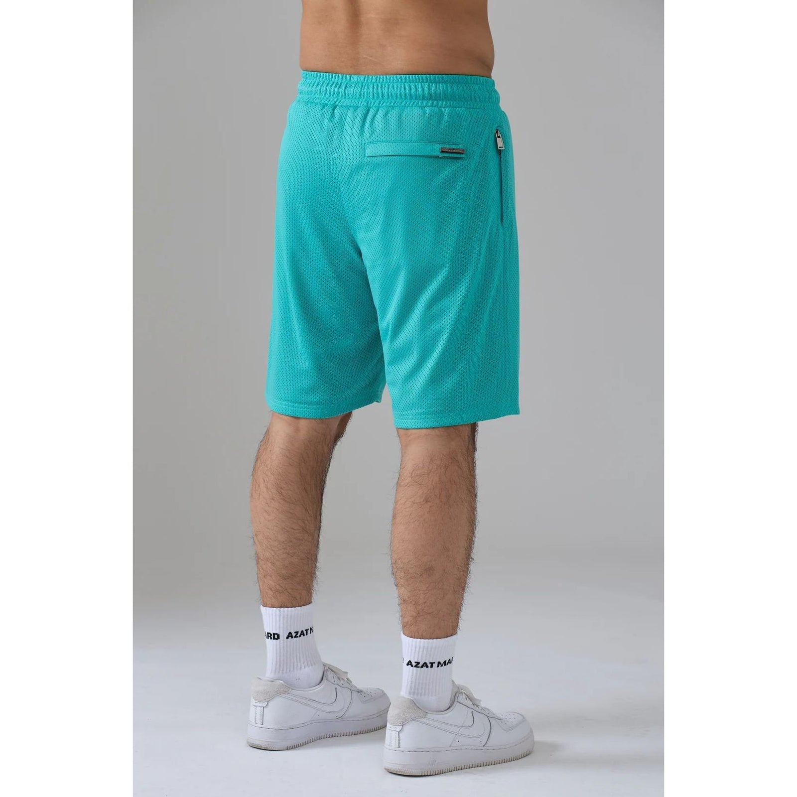 AZAT MARD WORLD FAMOUS AZAT MARD TEAM SEA GREEN MESH SHORTS - Yooto