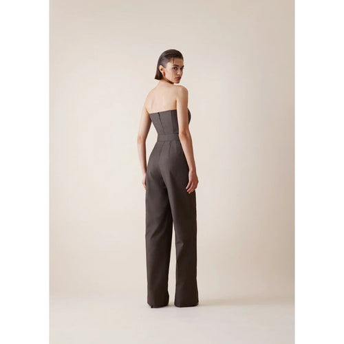 Load image into Gallery viewer, Antheia Wool Belted Jumpsuit in Brown
