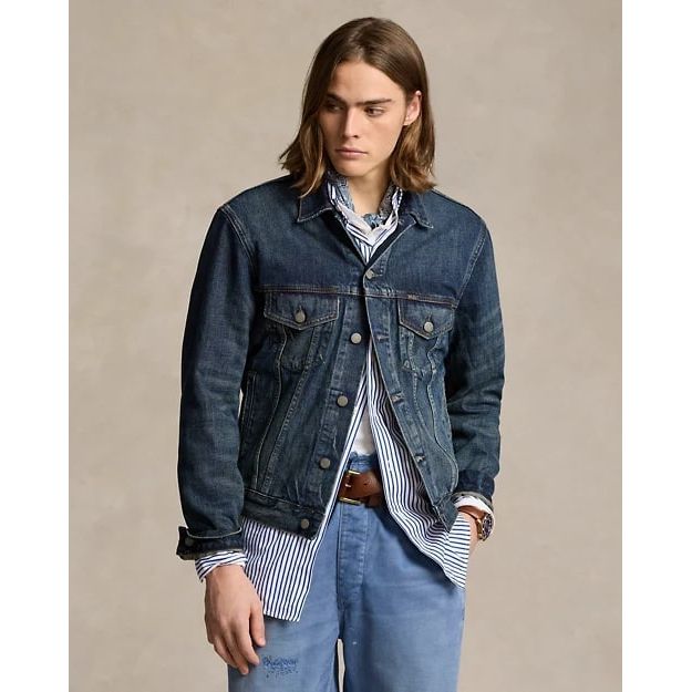 RALPH LAUREN Faded Denim Trucker Jacket